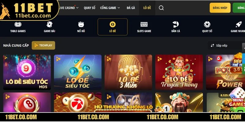 Sảnh lô đề xổ số 11BET có không gian cá cược hiện đại, hấp dẫn 